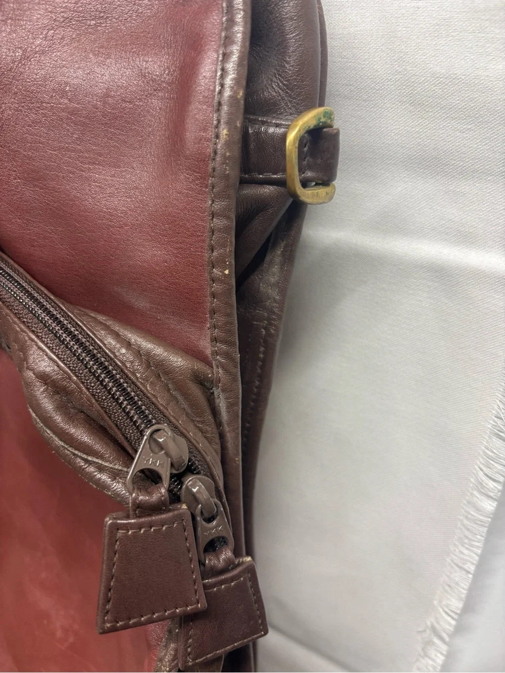 LAND Leather Garment Bag - Burgundy Travel Carry Bag